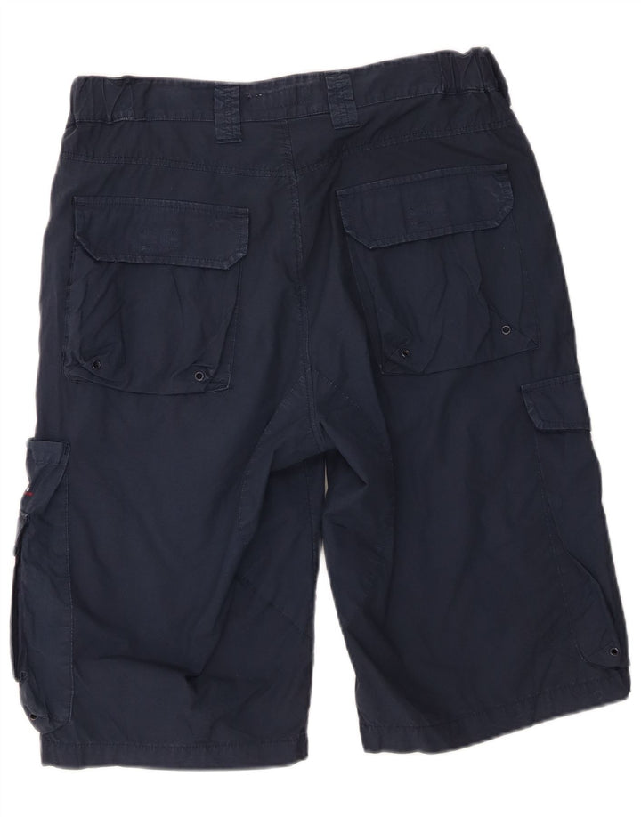 Sergio Tacchini Herren Cargo-Bermudashorts IT 50 Large W30 Marineblaue Baumwolle