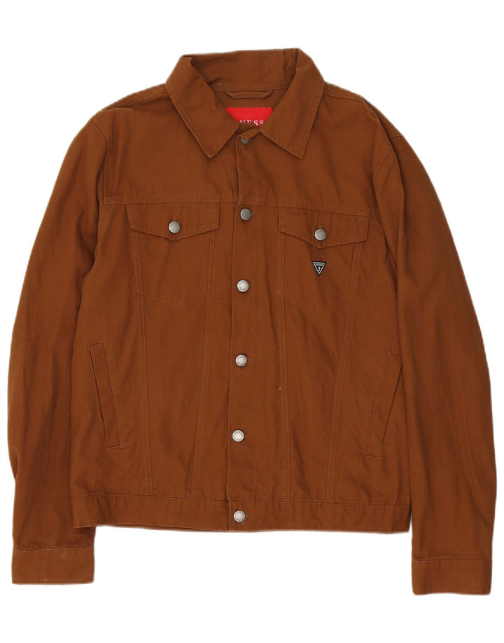 Guess Herren Bomberjacke UK 38 Mittelbraune Baumwolle