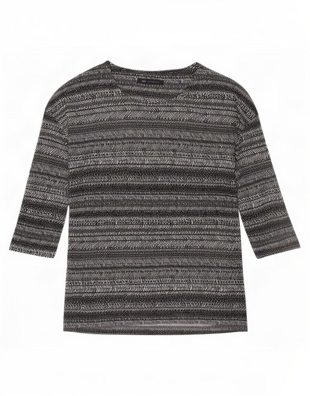 Marks & Spencer Damen-Top, 3/4-Ärmel, UK-Größe 8, klein, gebrochenes Weiß, gestreift