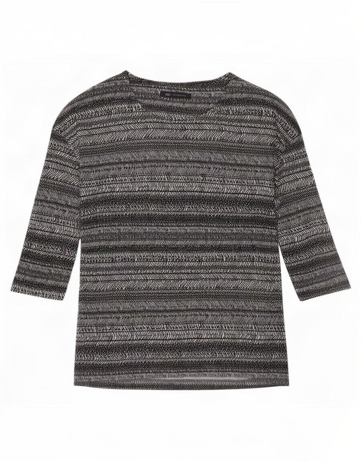 Marks & Spencer Damen-Top, 3/4-Ärmel, UK-Größe 8, klein, gebrochenes Weiß, gestreift