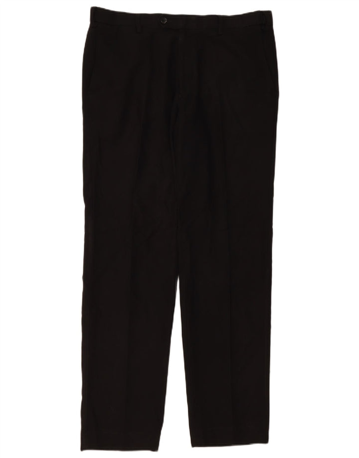 Marks & Spencer Herren-Anzughose mit maßgeschneiderter Passform, W36 L33, schwarzes Polyester