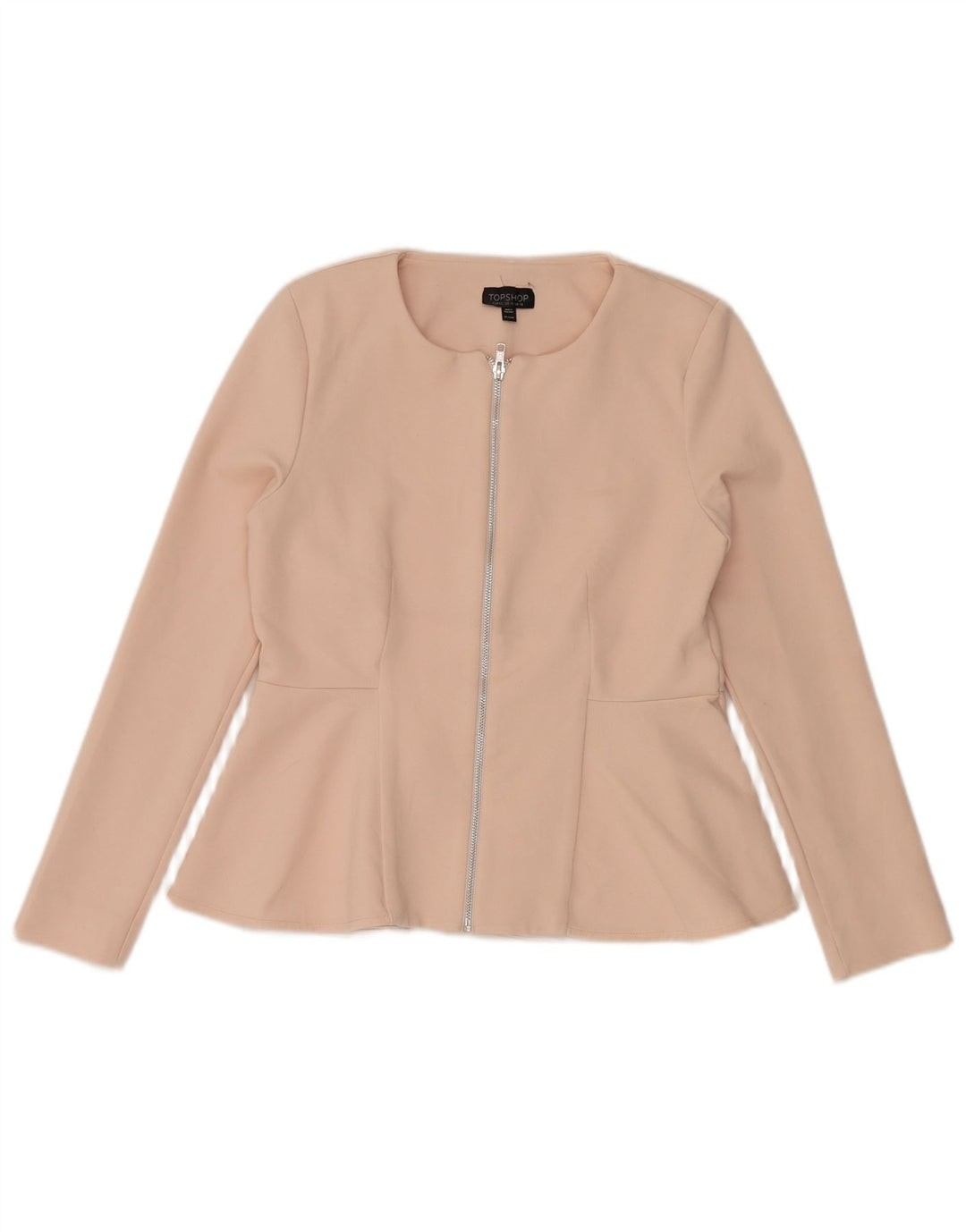 Topshop Damen-Blazer mit durchgehendem Reißverschluss, UK 14, Größe L, rosa, Polyester