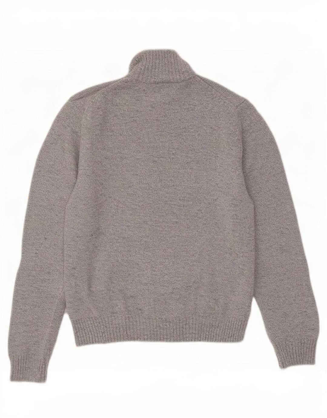 Marks & Spencer Herren-Pullover mit Reißverschluss am Hals, mittelgraue Wolle