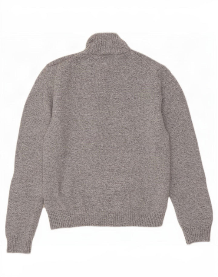 Marks & Spencer Herren-Pullover mit Reißverschluss am Hals, mittelgraue Wolle