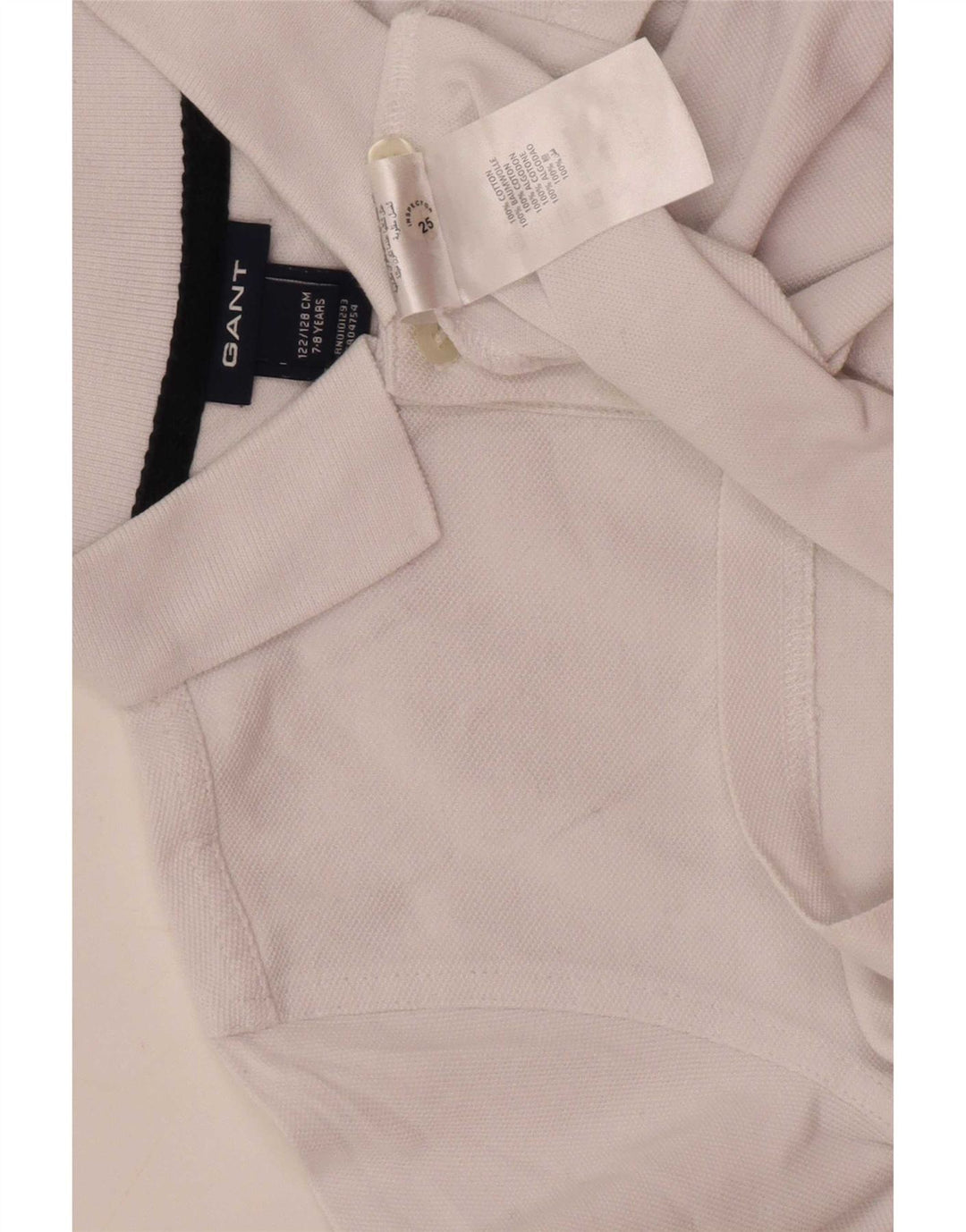 Gant Langarm-Poloshirt für Jungen, normal, 7–8 Jahre, weiße Baumwolle