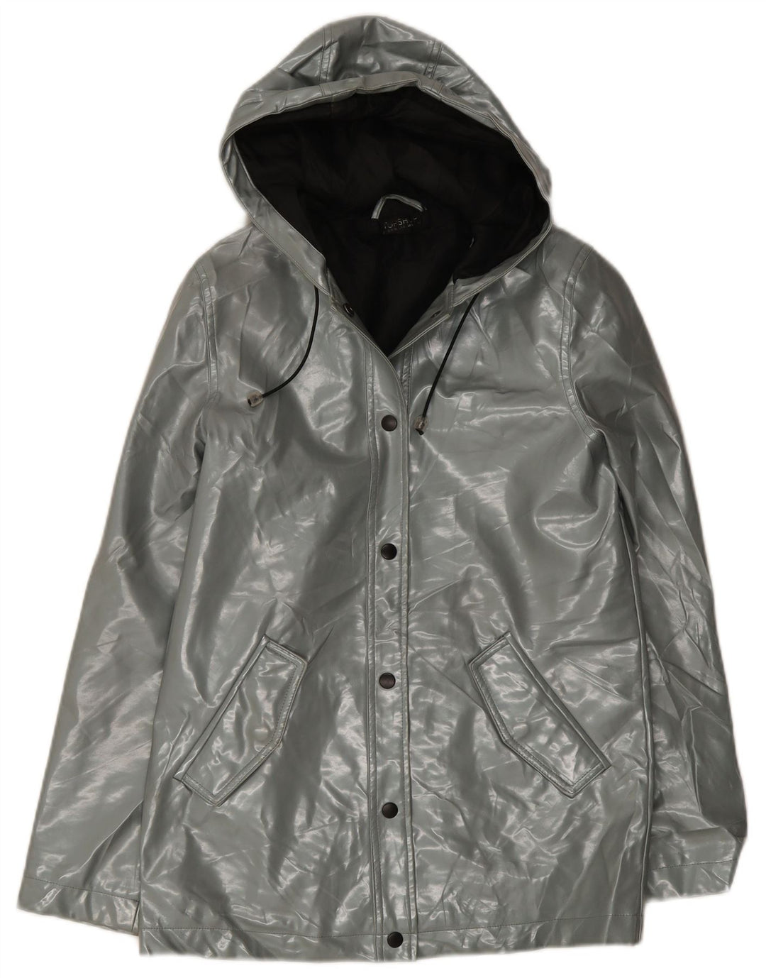 Topshop Damen-Regenjacke mit Kapuze, UK 8, Größe S, grau, Polyester