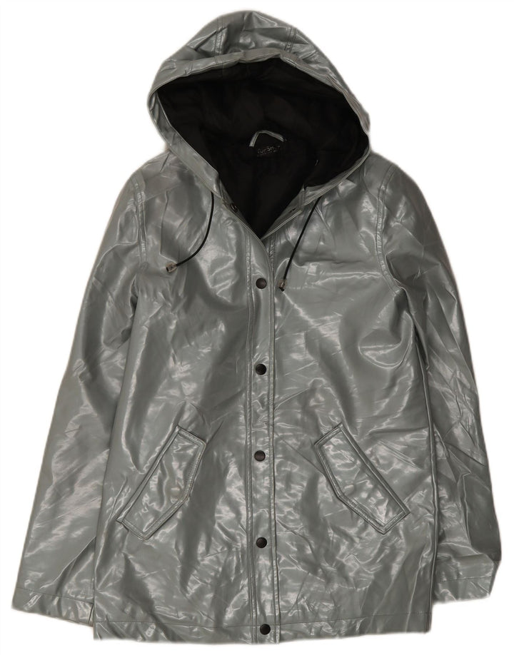 Topshop Damen-Regenjacke mit Kapuze, UK 8, Größe S, grau, Polyester