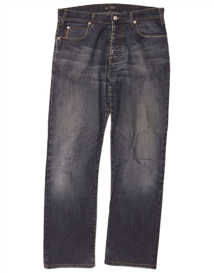 Armani Herren Straight Jeans W33 L29 Blaue Baumwolle
