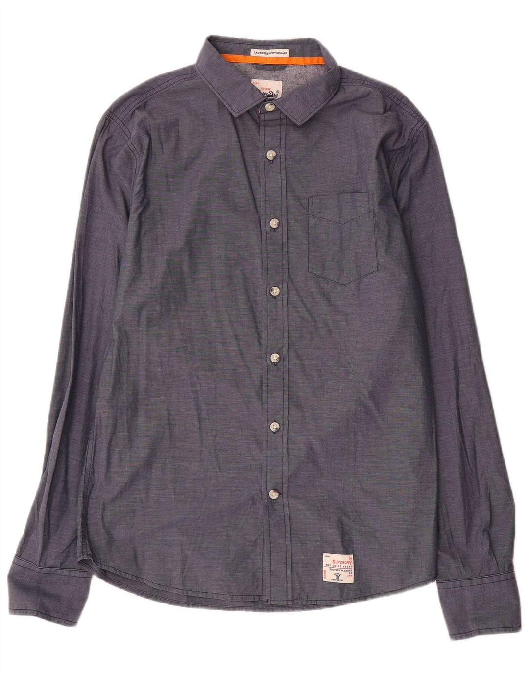 Superdry Herrenhemd XL Marineblau aus Baumwolle