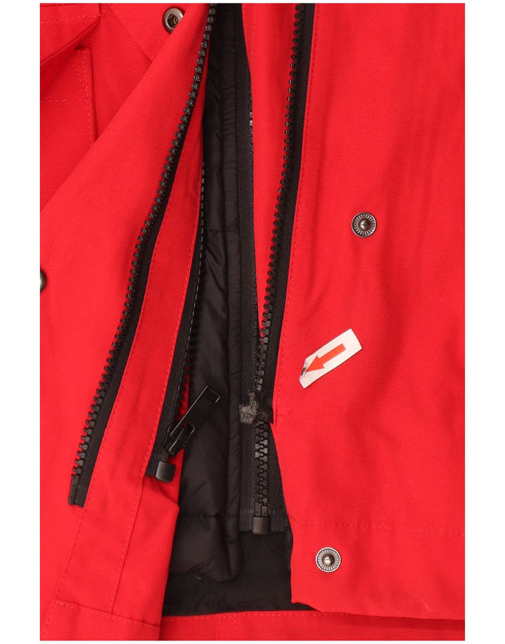 Zara Damen-Kapuzen-Übergröße, wattierte Jacke, UK 10, Größe S, Rot, Polyester