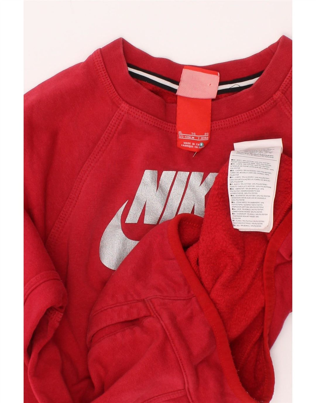 Nike Jungen-Sweatshirt mit Grafik, 7–8 Jahre, XL, rote Baumwolle