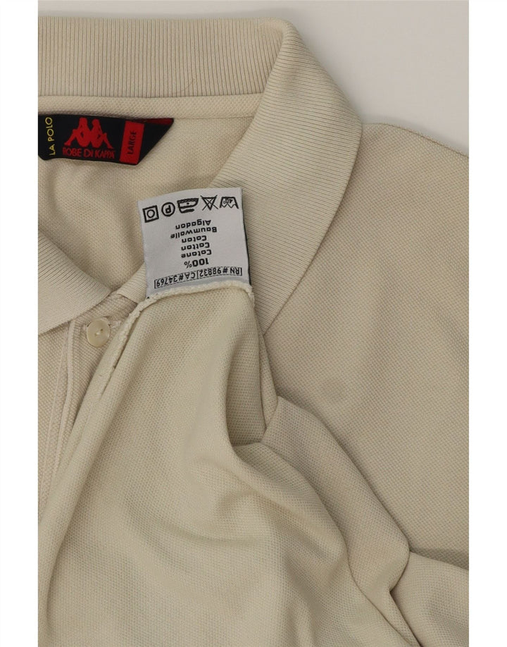 Kappa Herren-Poloshirt, groß, cremefarbene Baumwolle