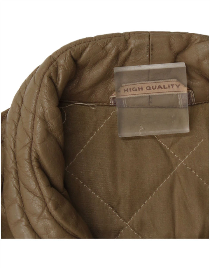 Vintage Damen Lederjacke UK 14 Mittelbraun Farbblock