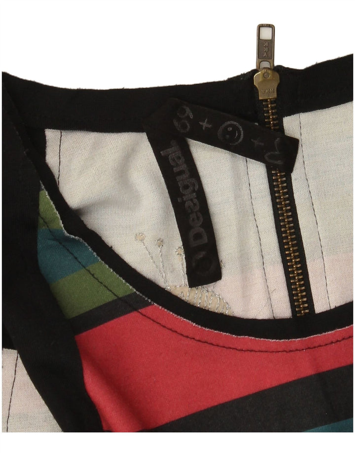 Desigual Damen Graphic Etuikleid UK 12 Medium Schwarz gestreift