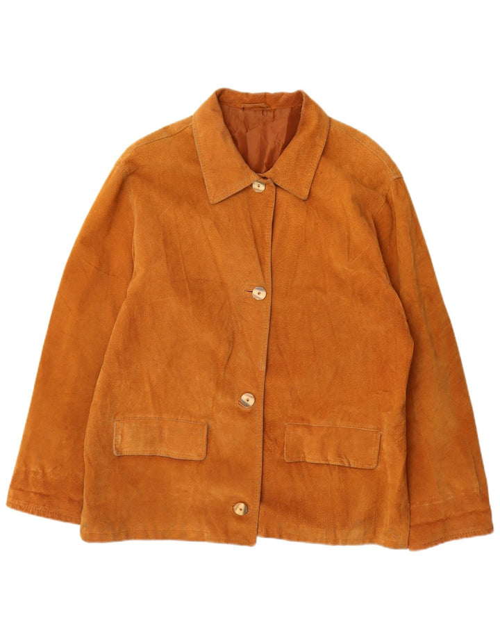 VINTAGE Damen Wildlederjacke UK 14 Mittelbraunes Leder