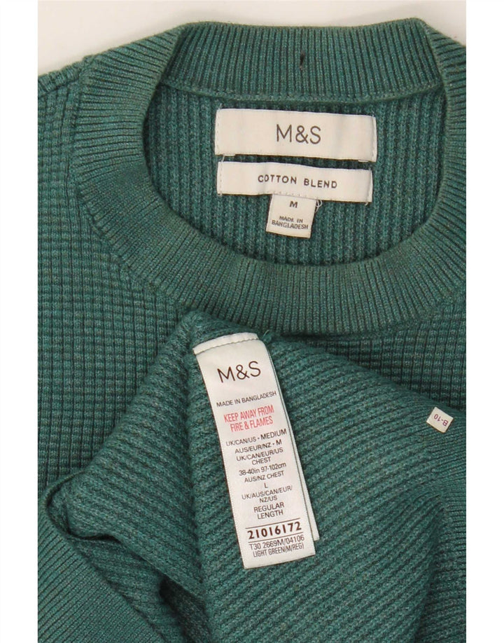 Marks & Spencer Herren-Pullover mit Rundhalsausschnitt, mittelgrün, Polyester