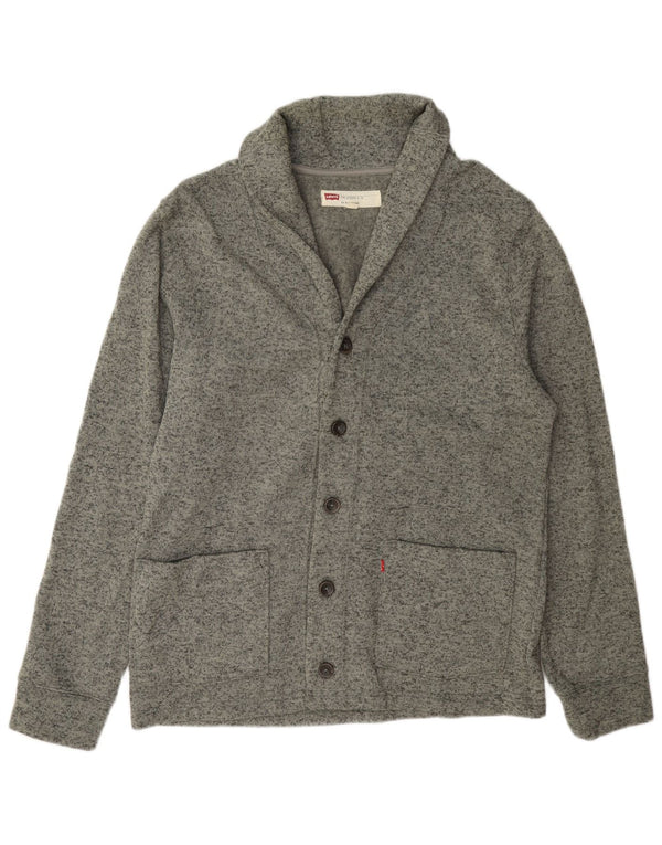 Levi's Herren-Cardigan-Pullover, großes, grau meliertes Polyester