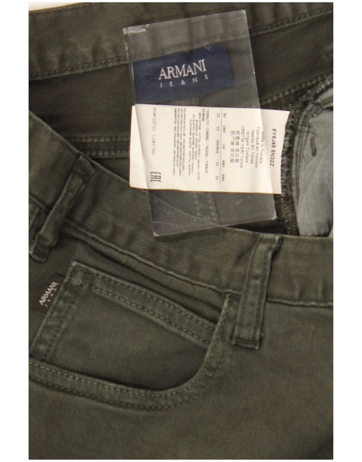 Armani Herren Slim Jeans W33 L28 Grüne Baumwolle
