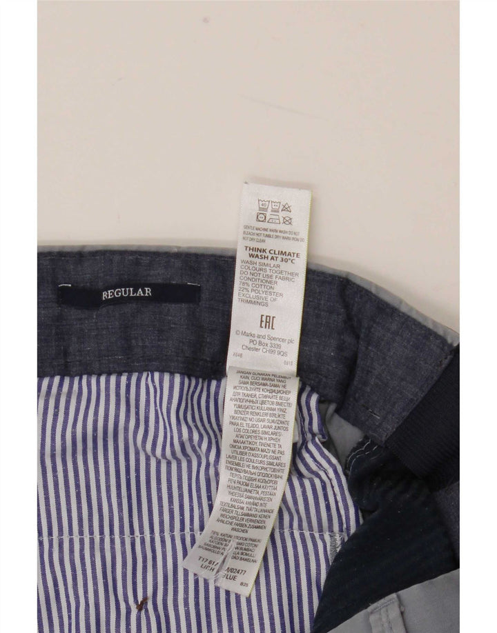 Marks & Spencer Herren-Anzughose, gerade, normal, W34, L29, Blau, Baumwolle