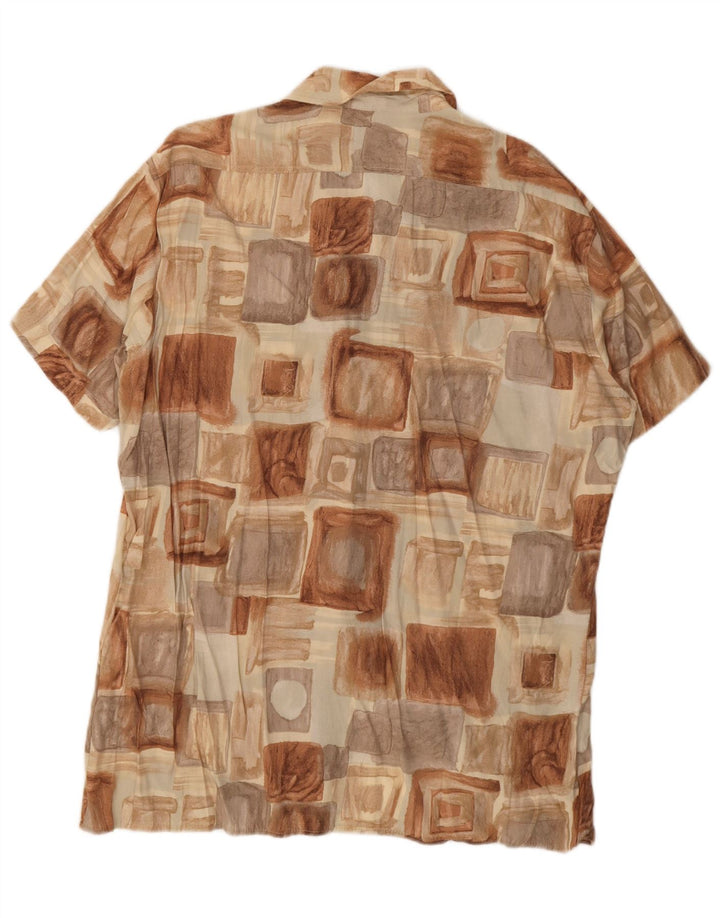 Vintage Herren Kurzarmshirt XL Braun Patchwork Viskose