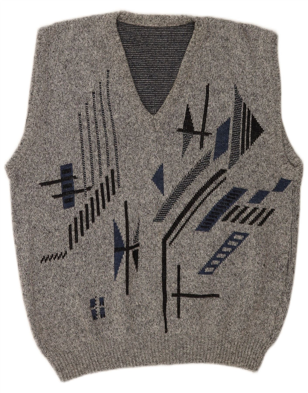 Vintage Herren Weste Tank Top EU 50 Mittelgraues geometrisches Polyacryl