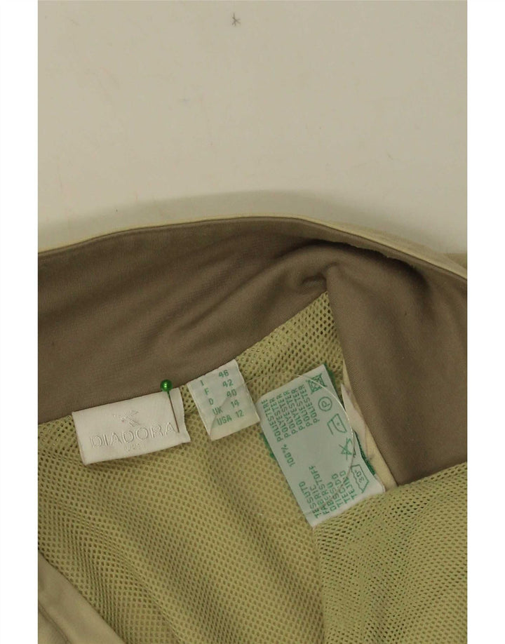 Diadora Damen-Trainingsanzug-Top-Jacke, UK 14, Größe L, beige, Colourblock-Polyester