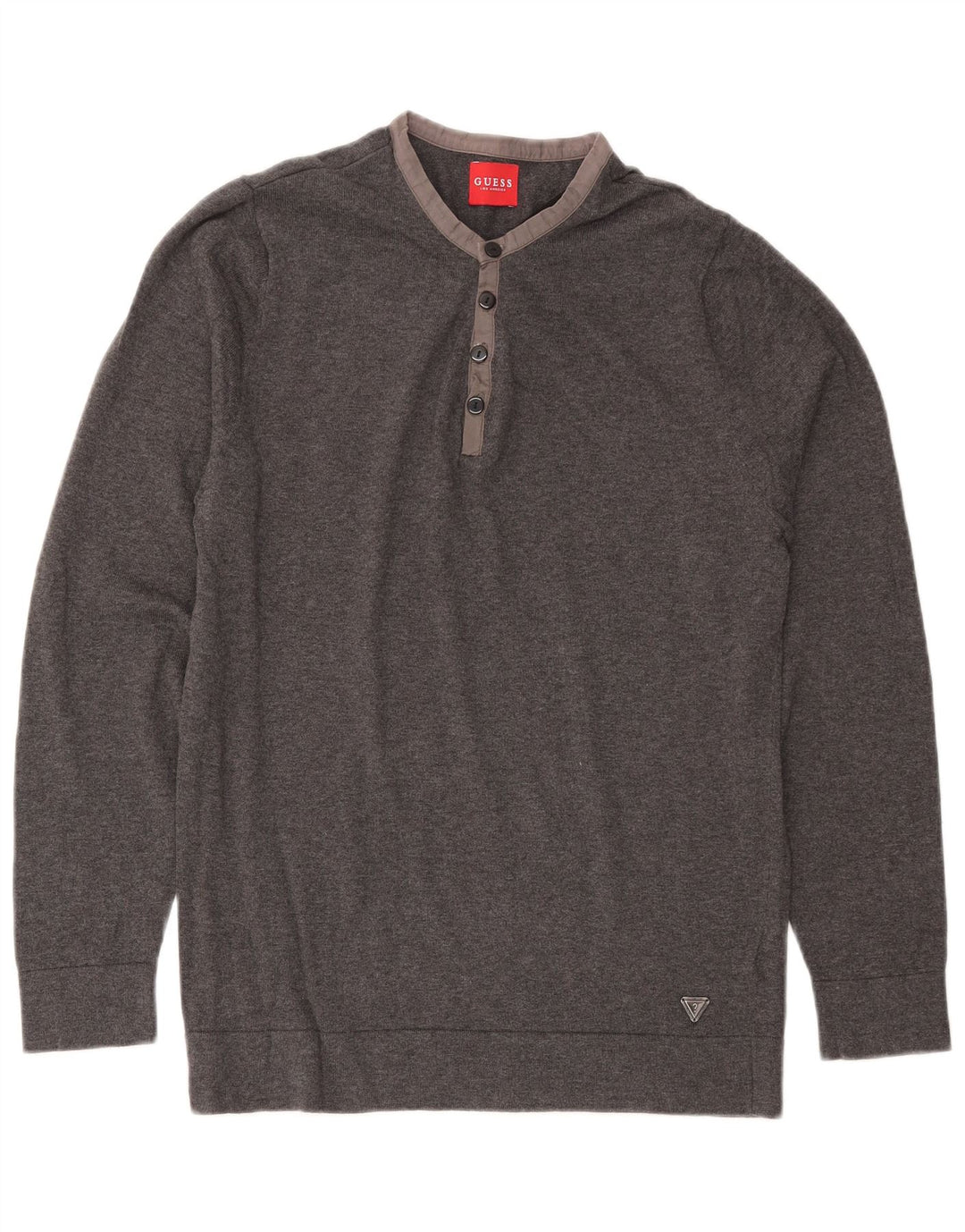 GUESS Herren-Pullover mit Rundhalsausschnitt, groß, graue Baumwolle