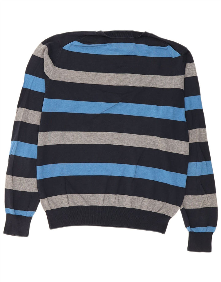 Sun68 Herren-Pullover mit Rundhalsausschnitt, groß, blau gestreift, Baumwolle