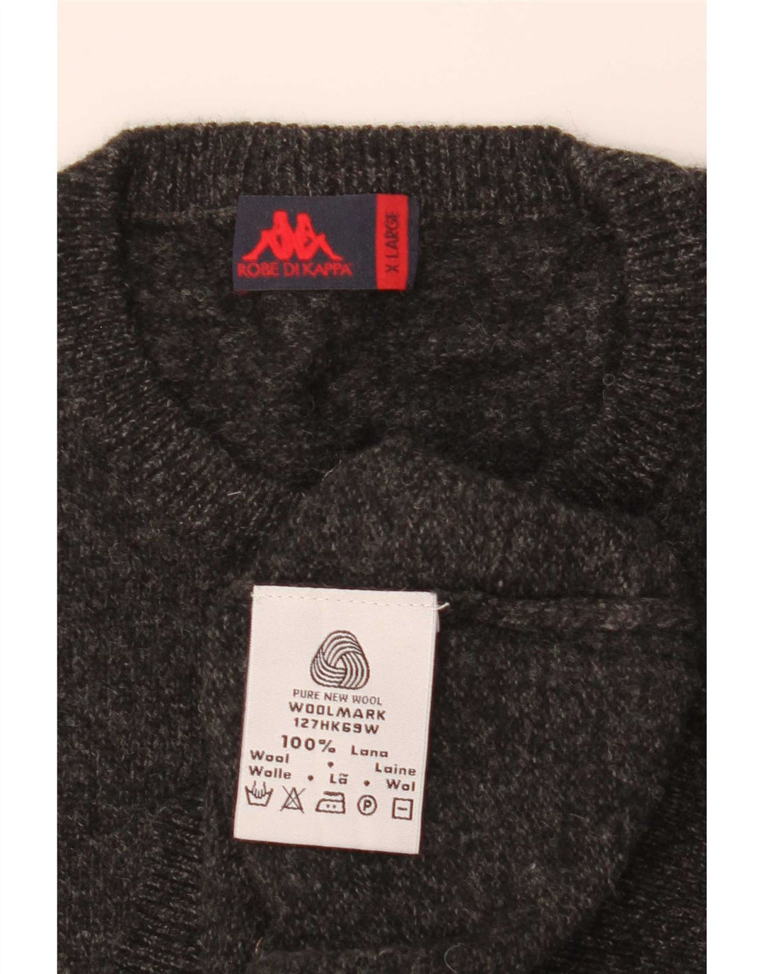 Kappa Herren-Pullover mit Rundhalsausschnitt, XL, schwarze Wolle