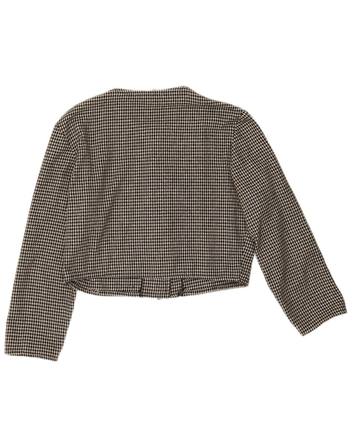 Vintage Damen Crop 5-Knopf-Blazer-Jacke IT 44 Medium Black Houndstooth