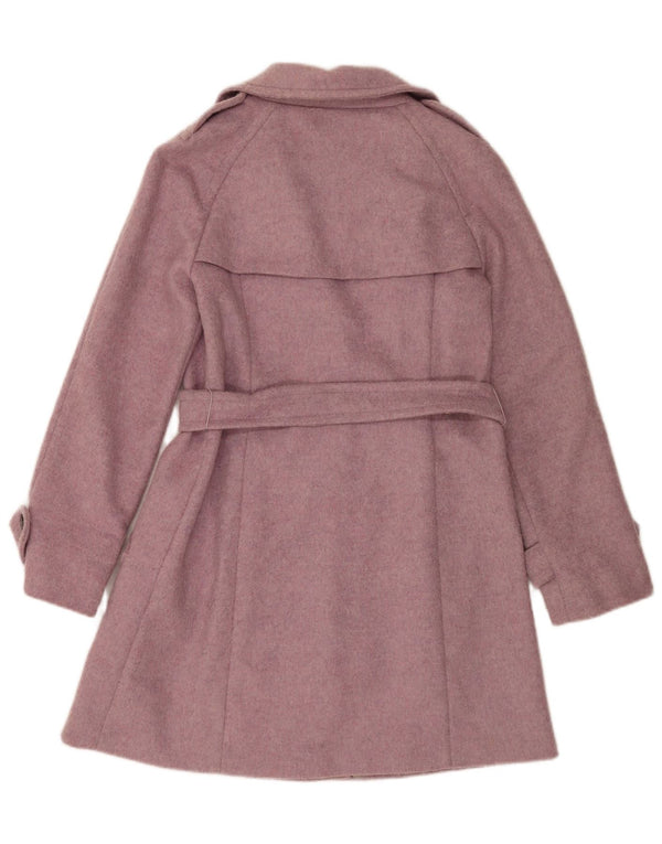 Max Mara Damen-Wochenend-Trenchcoat in Übergröße, UK 6, XS, rosafarbene Schurwolle