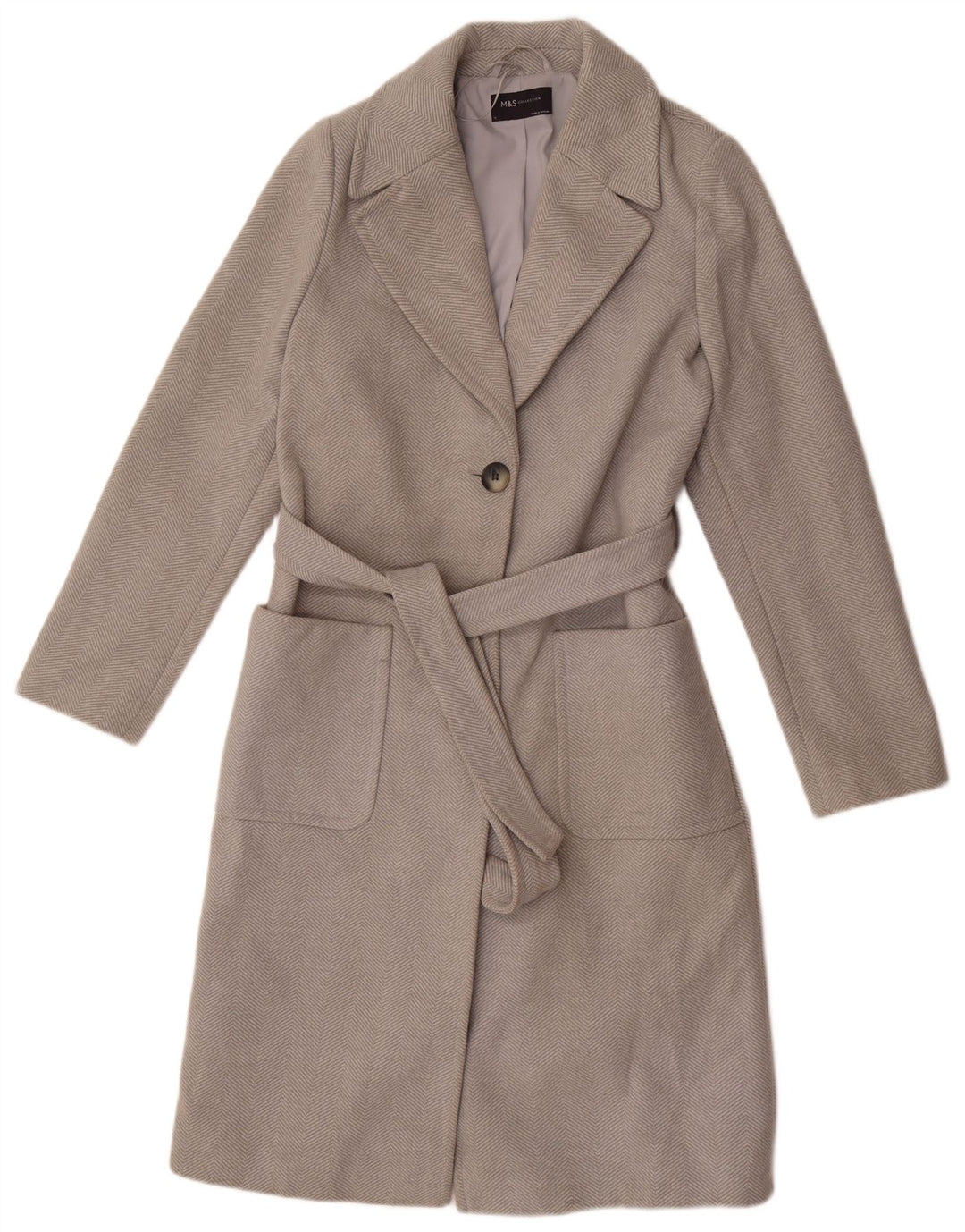 Marks & Spencer Damen Mantel UK 8 Small Grau Polyester