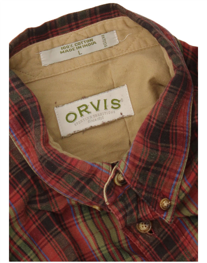 Orvis Flanellhemd für Herren, groß, rot kariert, Baumwolle