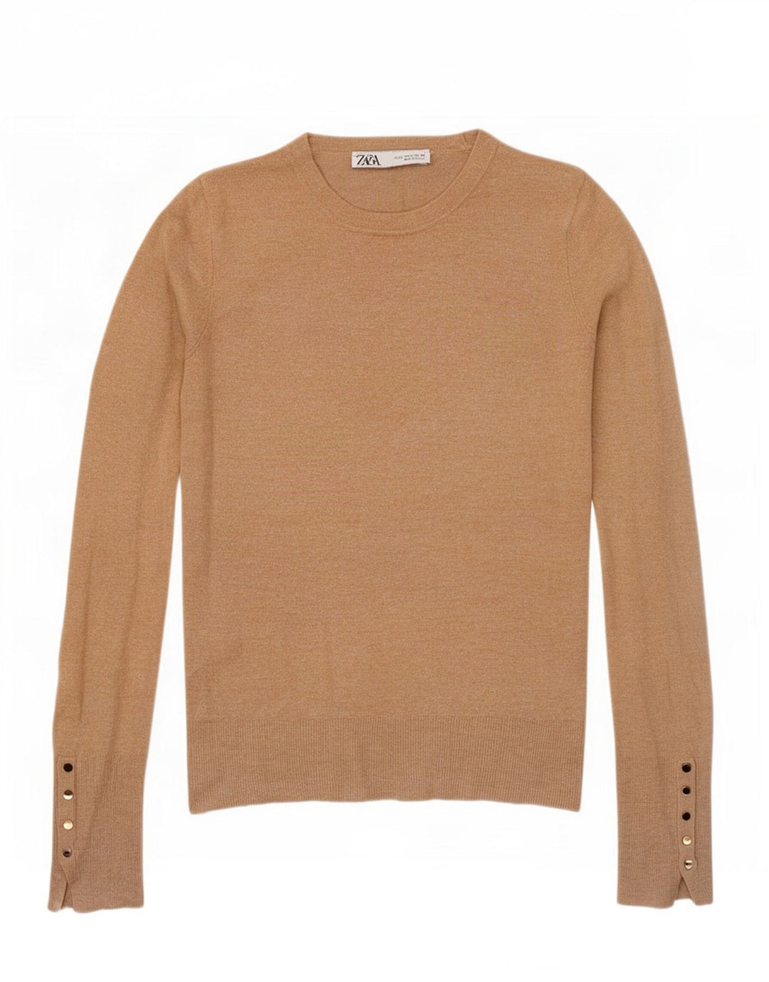 Zara Damen-Pullover mit Rundhalsausschnitt, Gr. 10, Größe S, Beige