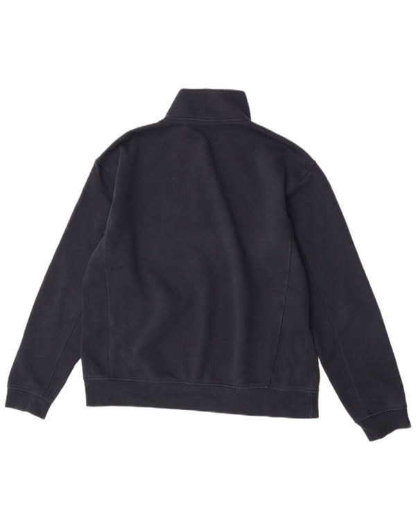 Zara Mens Zip Neck Sweatshirt Jumper Large Navy Blue Cotton