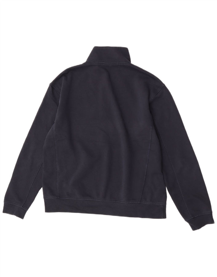 Zara Herren-Sweatshirt mit Reißverschluss am Hals, groß, marineblaue Baumwolle