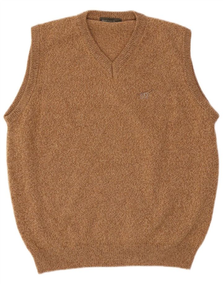 Henry Cottons Herren-Weste-Tanktop aus mittelbraun gesprenkelter Wolle