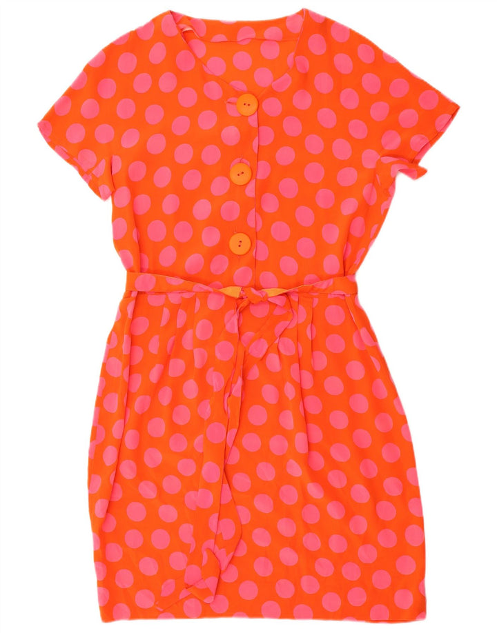 Vintage Damen A-Linie Kleid UK 14 Medium Orange Polka Dot