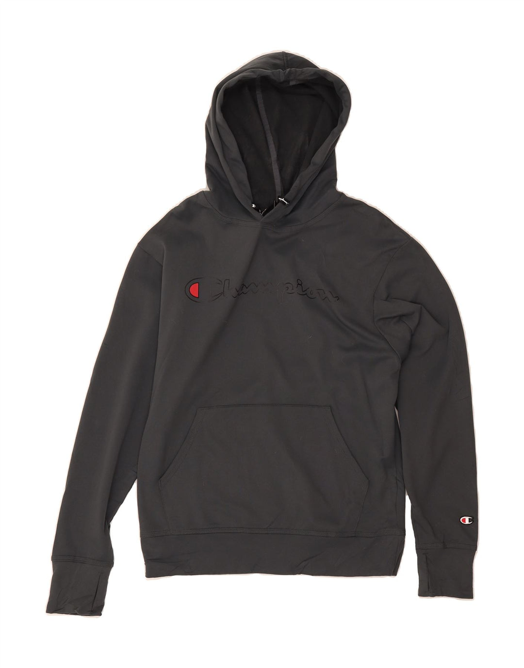 CHAMPION Mens Graphic Hoodie Jumper Medium Grey Polyester Vintage Champion and Second-Hand Champion from Messina Hembry 