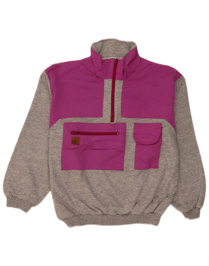 Belfe & Belfe Herren-Sweatshirt mit Reißverschluss am Hals, Größe 52, groß, Grau, Farbblock