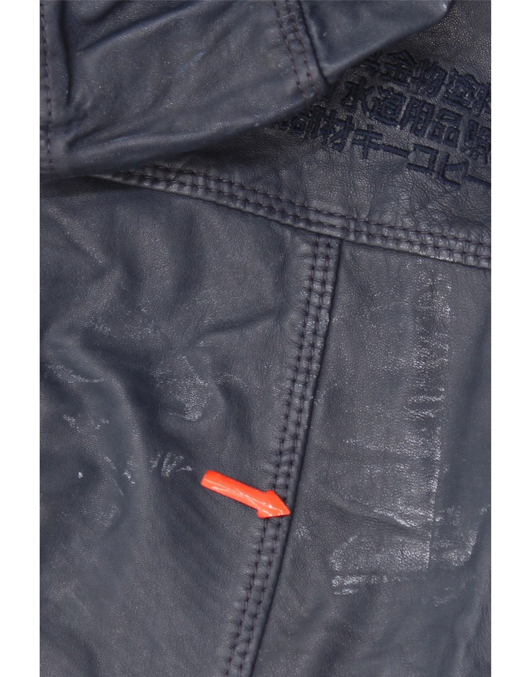 Superdry Damen-Lederjacke mit Kapuze, UK 14, mittleres marineblaues Leder