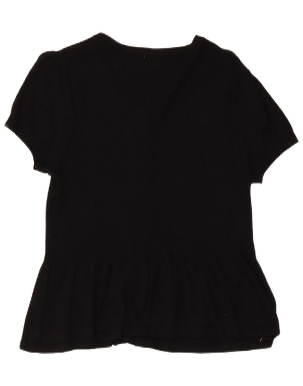 Marks & Spencer Damen Kurzarm-Hemdbluse UK 18 Large Schwarze Viskose