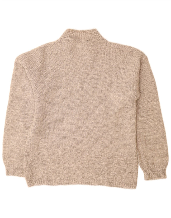 Vintage Damen Rollkragenpullover Pullover UK 14 Groß Grau meliert