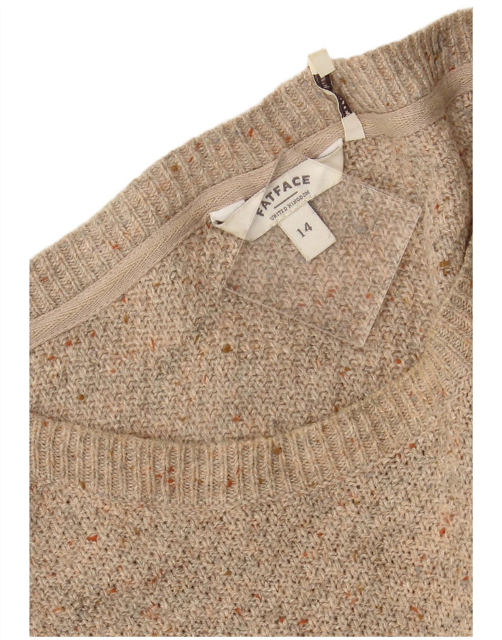 FAT FACE Damen-Pullover mit U-Boot-Ausschnitt, Gr. 14, Beige