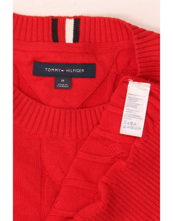 Tommy Hilfiger Herren-Pullover mit Rundhalsausschnitt, mittelrote Baumwolle