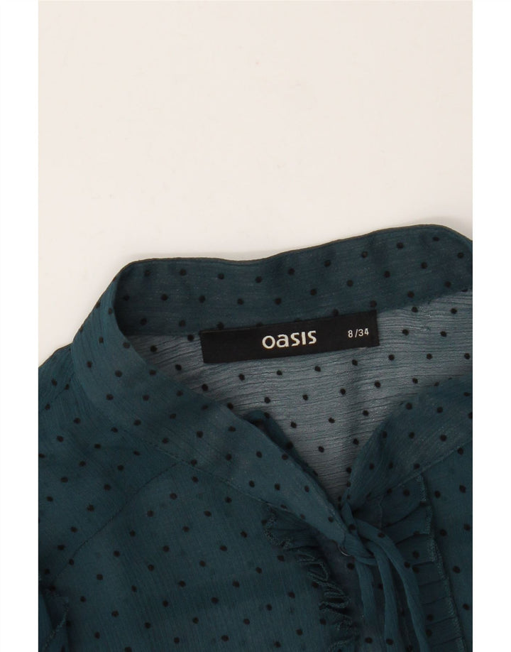 Oasis Damen-Hemdbluse mit durchsichtiger Krawatte vorne, Gr. 8, klein, blau gepunktet