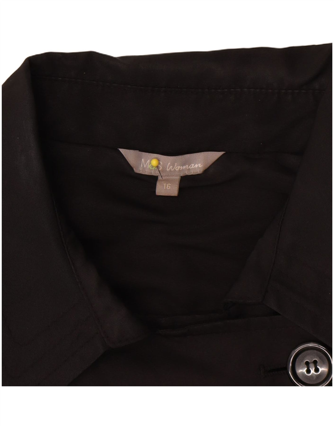 Marks & Spencer Damen Trenchcoat UK 16 Large Schwarz Polyester