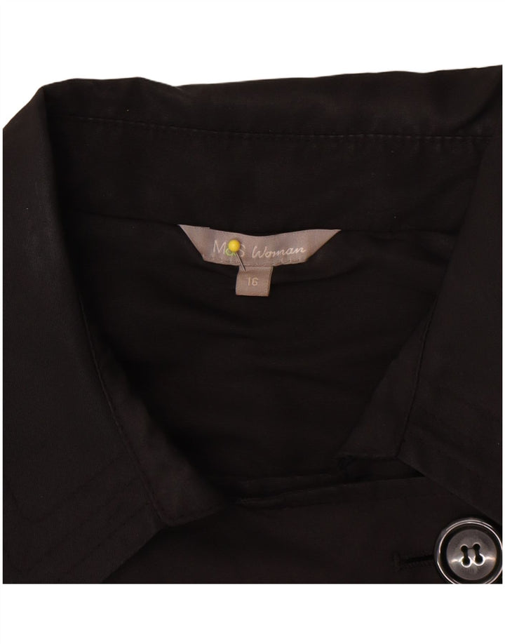 Marks & Spencer Damen Trenchcoat UK 16 Large Schwarz Polyester