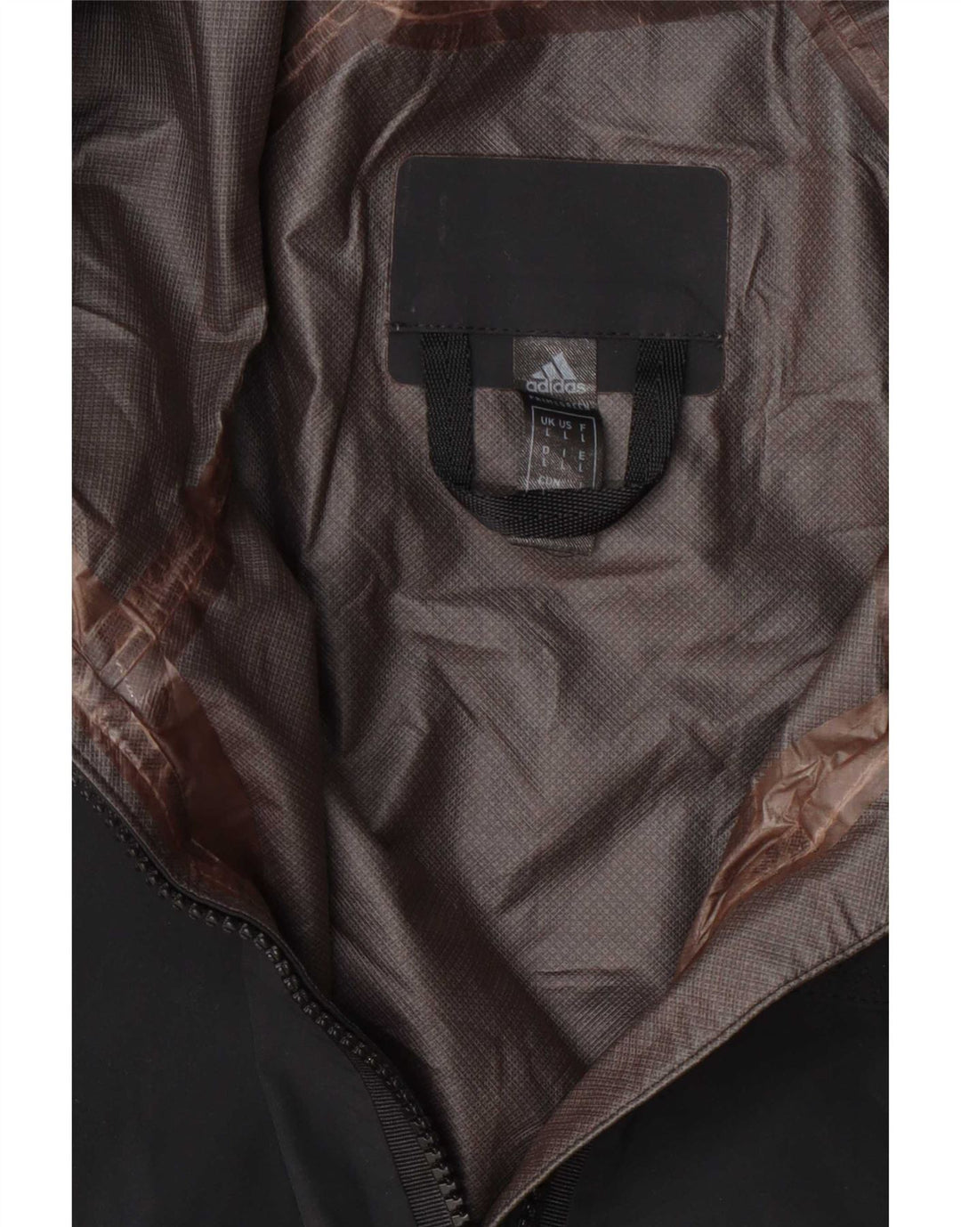Adidas Herren-Regenjacke mit Kapuze, Größe 40, groß, schwarz, geometrisch