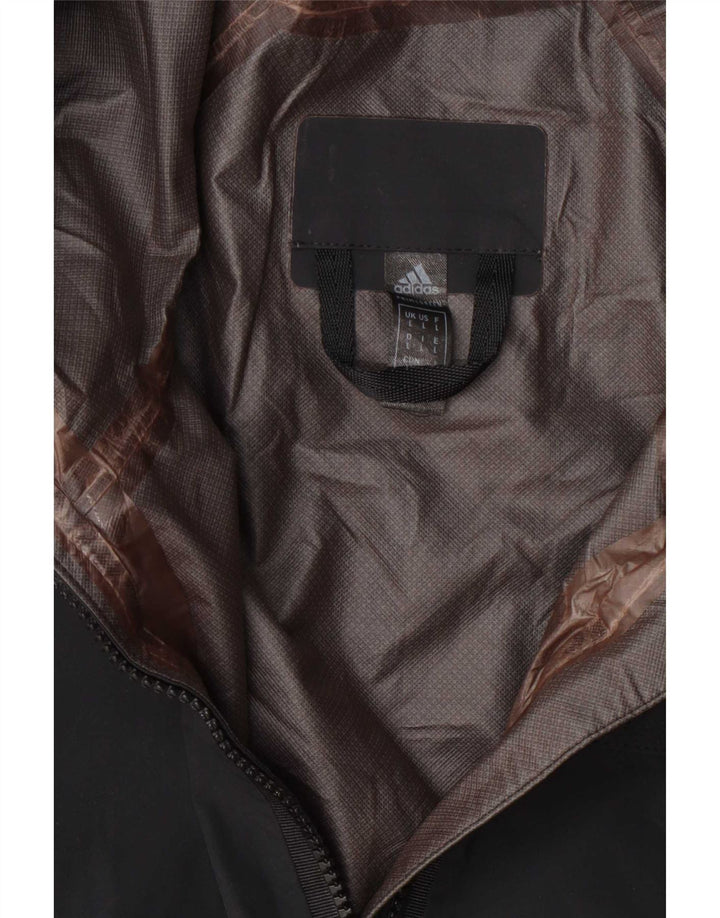 Adidas Herren-Regenjacke mit Kapuze, Größe 40, groß, schwarz, geometrisch